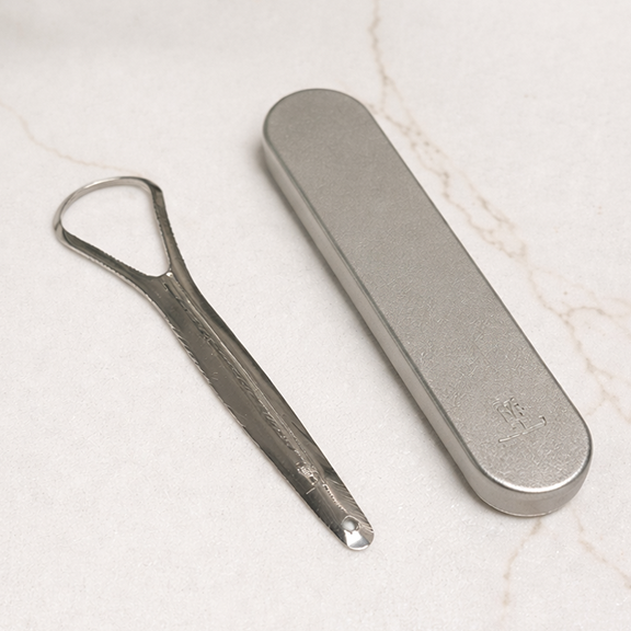 Stainless Steel Tongue Scraper- with Travel Tin